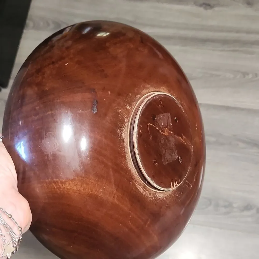 Vintage HEAVY MidCentury Large Wooden Bowl